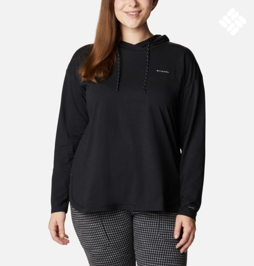 Women's Columbia Sun Trek Pullover Hoodie Black | Plus Size CA-EA56L